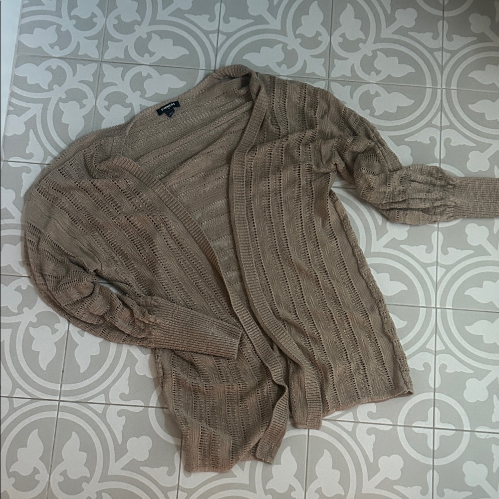 Express Women's Beige Cardigan Sweater